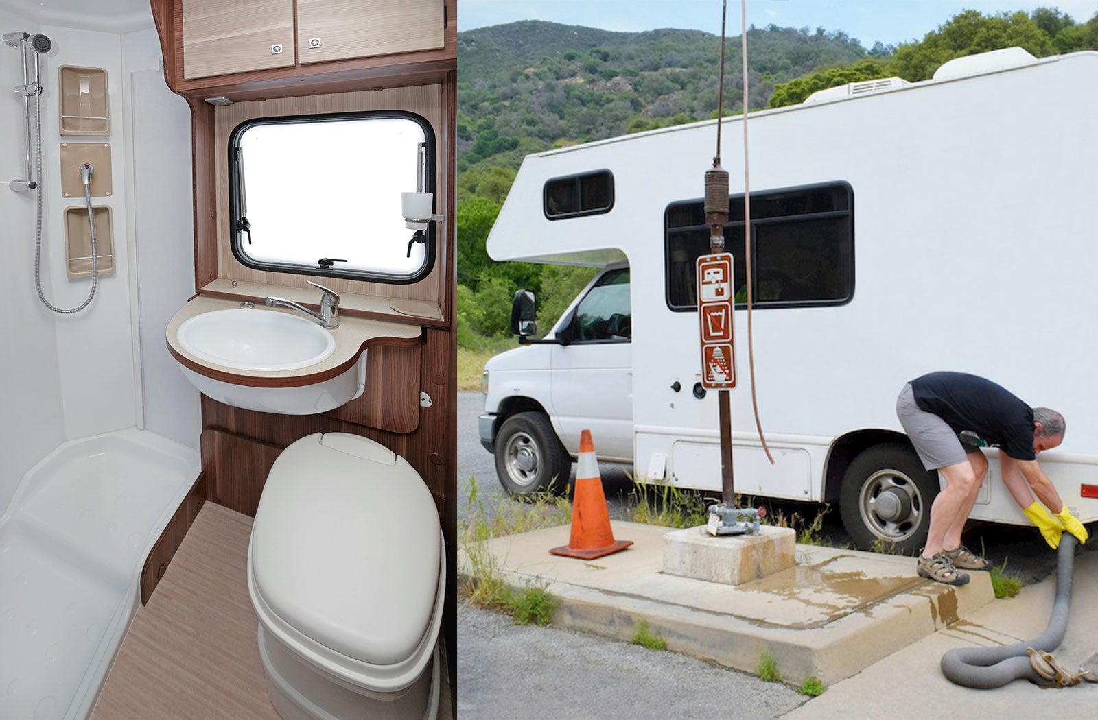 Portable RV/camper toilet and holding tank setup in Overland Park, Kansas
